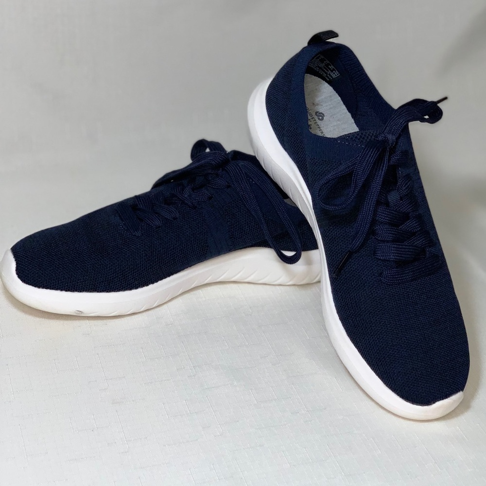 CLARKS Sneakers Women's 8.5 Nova Glint Navy Mesh Lace-Up Cushioned Athletic Shoe